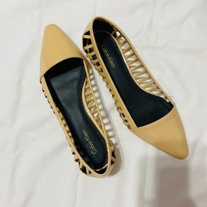 Nude patent leather flats